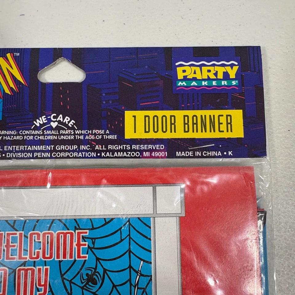 Banner de puerta vintage 1994 Marvel Spider-Man Party Makers 2' x 5' nuevo sellado Foto 3 de 4