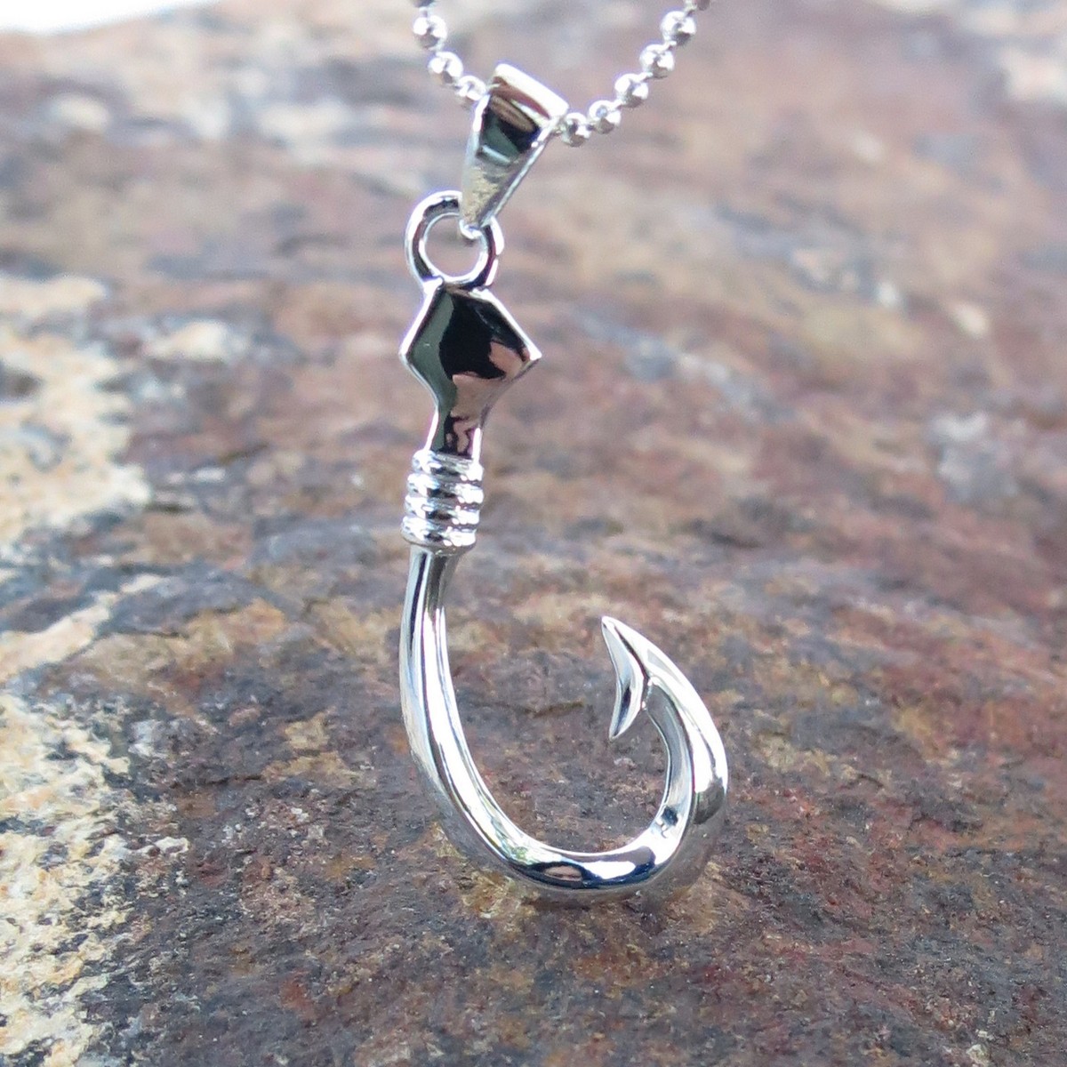Hawaii Jewelry Genuine 925K Sterling Silver Fish Hook Pendant