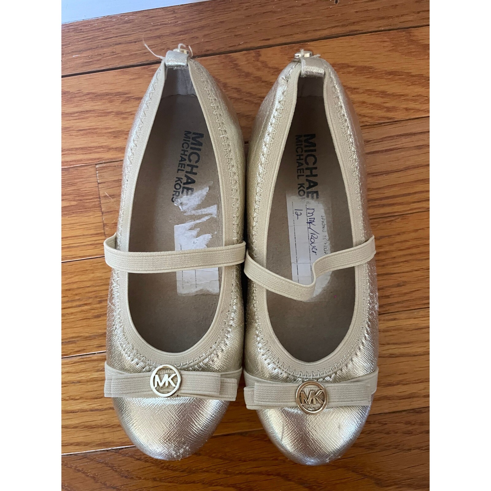 Michael Kors Rover Shoes Girls Size 12 Metallic Gold Ballet Flats MK Logo Casual thumbnail 2