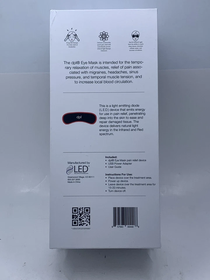 NEW - dpl Eye Mask Light Therapy for Head Pain Relief - Image 3 of 4