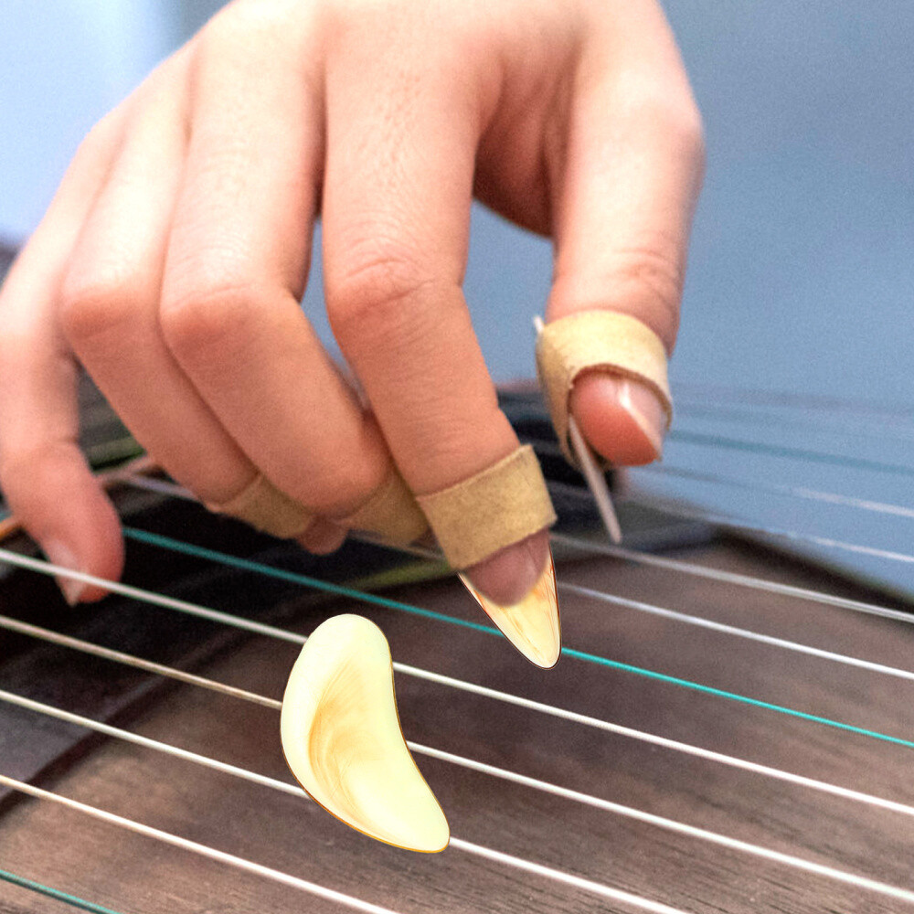 24 Pcs Chinese Guzheng Finger Picks Instrument Nails Double Sided Arc