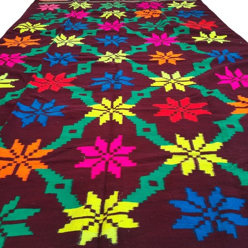 Boujaad Moroccan Handmade Rug Red Pink Blue Stars Wool Rug Tribal Berber Carpet - Picture 8 of 24