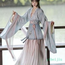 Wei Jin Hanfu Women's Ancient Costume Chinese Fairy Style Big Sleeve Shirts Sets
