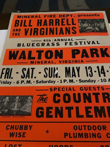 Concert Poster Mineral Va Walton Park 4th Annual Bluegrass Festival 13.5”x24” - Picture 4 of 13