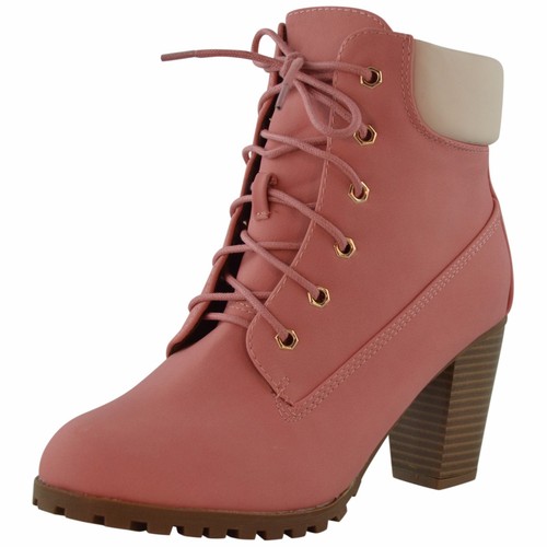 Women's Ankle Boots Lace Up Booties Chunky Stacked High Heel Rugged Padded Shoes - 第 16/21 張圖片