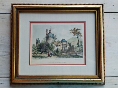 Antique CHATEAU DE LA FORET-AUVRAY Castle ORNE Felix Benoist LITHOGRAPH Print