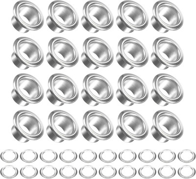 Ösen mit Unterlegscheiben (13.5 x 8 x 7mm) 100Pack Legierung Öse Kit Chrome Plat