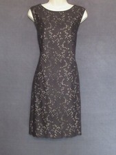 Ann Taylor LOFT Black Nude Illusion Cotton Eyelet Bust Darts Mini Shift Dress 10