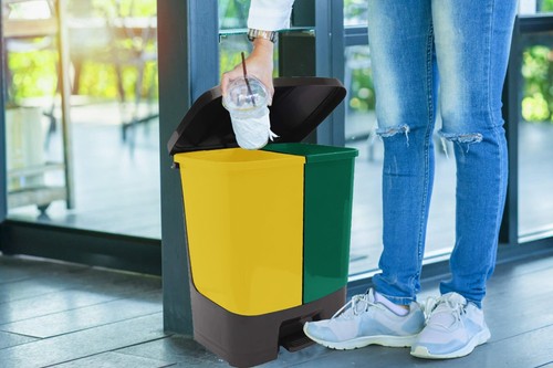 Plastic Twin Pedal Bin & Recycle Recycling Rubbish Home Kitchen Office Dustbins - Picture 12 of 87