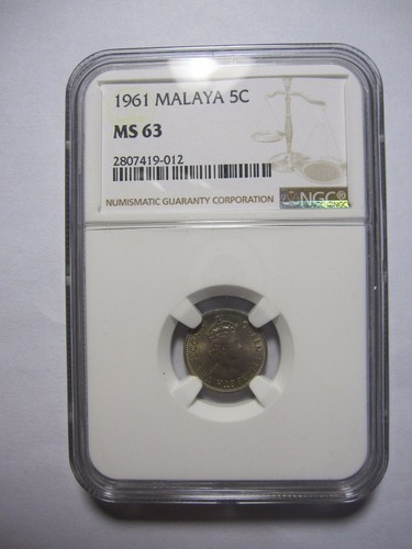 Malaya & British Borneo 1961 5 Cents Uncirculated NGC MS 63 - Picture 3 of 4