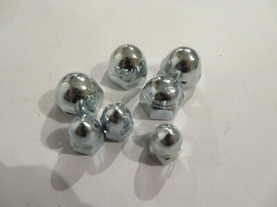 AL450 - 4 X 3/8'' UNC PLUS 3 X 1/4'' UNC DOMED NUTS - USED ZINC PLATED - JOBLOT