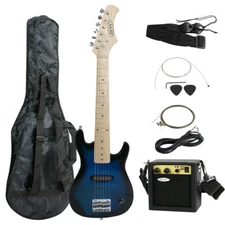 30" Kids Blue Electric Guitar With Amp & Much More Guitar Combo Accessory Kit