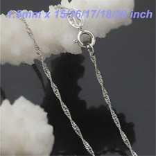 Men Women's Genuine 925 Sterling Silver Classic Thin Italian Wave Chain Necklace