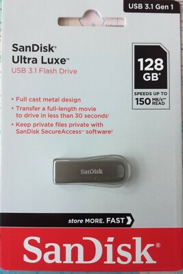 SanDisk Ultra Luxe USB-Stick 128 GB Silber SDCZ74-128G-G46 USB 3.1 OVP