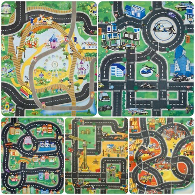 Kinder Kids Teppiche Stadt Straßenkarte Stadtautos Spielzeugteppich Spieldorf Matte 80 x 70 cm