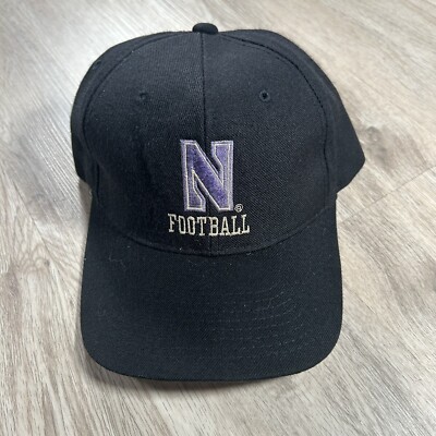 Vintage Champion Northwestern Wildcats Snapback Hat Black Wool Cap