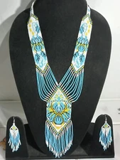 Handmade Necklace Seed Bead Boho American Style Netiv Beaded Multi Strand