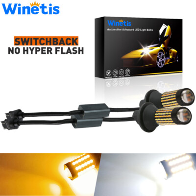 2X 3157 Switchback White Amber LED Turn Signal Light DRL Bulbs Anti Hyper Flash