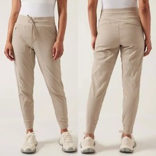 Athleta Trekkie North Jogger Pants Pull On Drawstring Mid Rise in Ecru Size 2