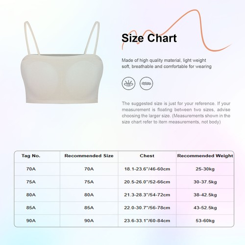 Girls Bras Elastic Top Soft Bra Yoga Vest Removable Camisole Party Underwear - Picture 33 of 50