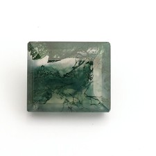 Natural Green Moss Agate Faceted Cut Rectangle Shape 12X10mm Worry Gemstone 6 Ct