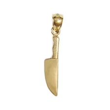 New 14k Gold Kitchen Utensil Knife Charm Pendant