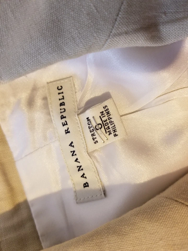 Женская льняная куртка блейзер Banana Republic 0 кремовая - Изображение 3 из 4