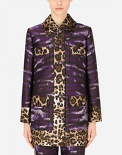 Dolce & Gabbana Jacket Purple Brown Tiger Leopard Trench Coat Top It36 Uk4 Xs