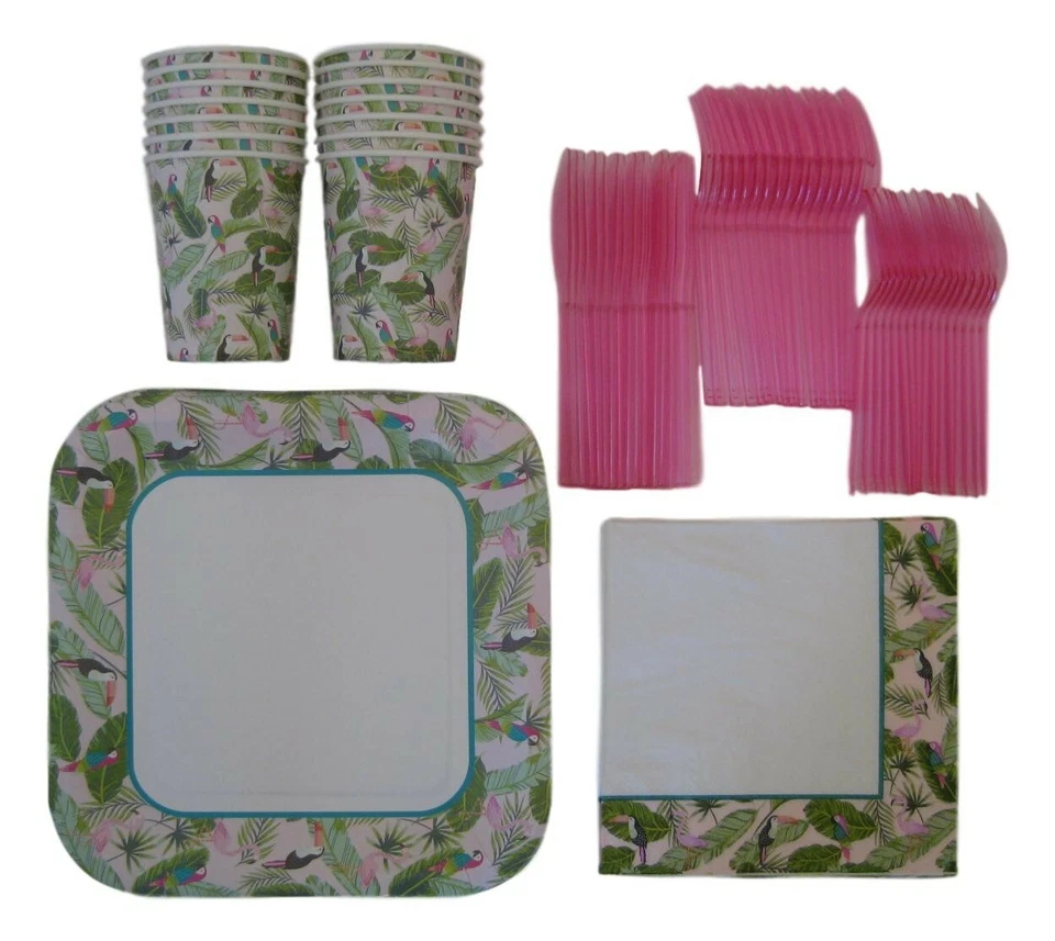 Tropical, Flamingo Party Supplies, with Complete Table Settings and Decorations - Image 2 of 4