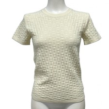HERMES Short Sleeve Knit Medor Motif H6E2655DN Cream Outer fabric Wool, nylon