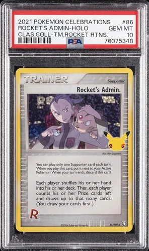 2021 POKEMON CELEBRATIONS CLASSIC COLL #86 ROCKET'S ADMIN-HOLO PSA 10