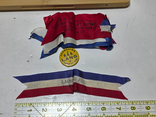 US Navy 1938 USS Lang Launch Ribbon Pin Shipbuilding Mrs William D Leahy Sponsor