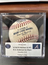 Matt Olson Game Used Baseball - FATHERS DAY 23’- Double Base Hit- 6-18-23