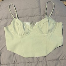 White Fox women  s M mint green corset style bustier crop tank top