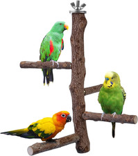 Bird Perch Stand Toy, Natural Wood Parrot Perch Bird Cage Branch Perch Access...