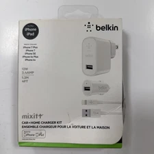 Belkin MixIt Up Car + Home Charger Kit For iPhone iPad - White Oracle #4318H NEW