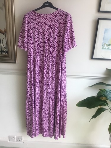 Hush Pink Print Penelope Maxi Dress Size 8 V Neck S/ Sleeve + Pockets Immaculate - Picture 8 of 14
