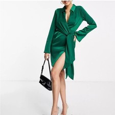 ASOS Emerald green satin dress