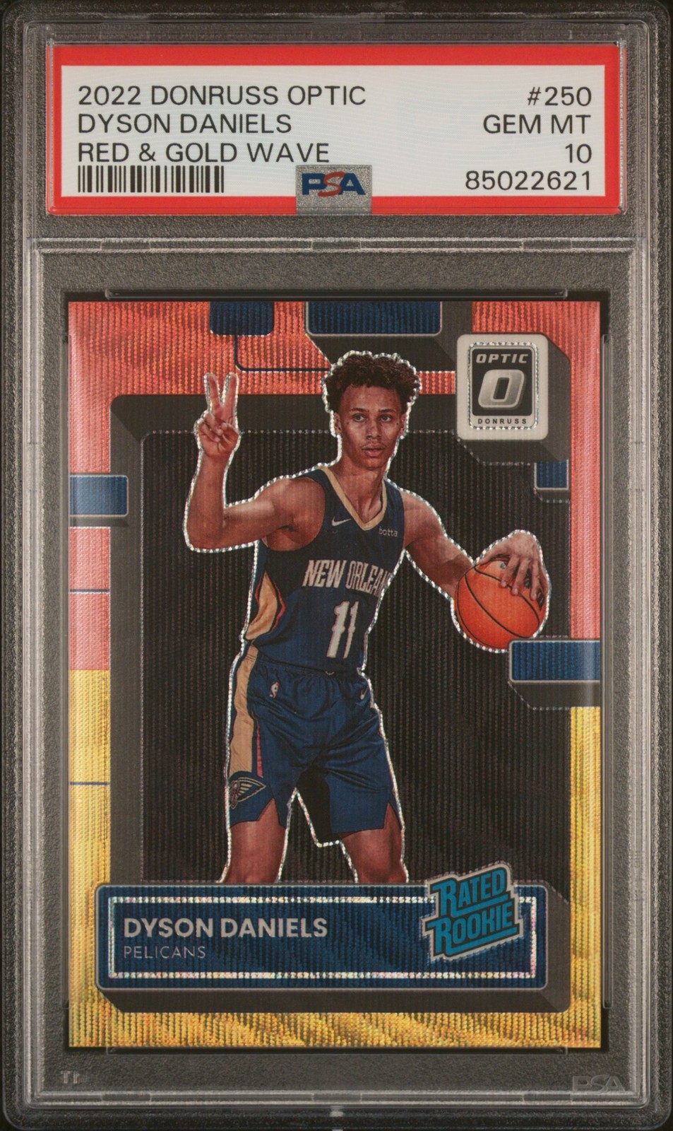 2022 PANINI DONRUSS OPTIC RED & GOLD WAVE #250 DYSON DANIELS 40/99 PSA 10