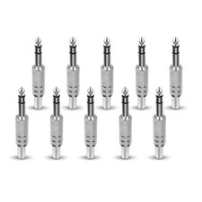 10Pcs/Set 1/4" 6.35mm Male Mono Plug Stereo Audio Cable Jack Connector Adapter