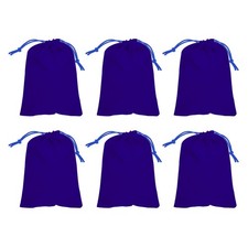 6Pcs Velvet Drawstring Bags, 10x8 Inch Soft Gift Bags Jewelry Pouches, Blue
