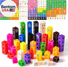100 Pcs Math Linking Cubes with 384 Cartoon Stickers   Essential Counting Cubes