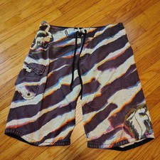 Fox Racing Zebras Board Shorts Mens Size 34 Board Shorts Drawstring Y2k
