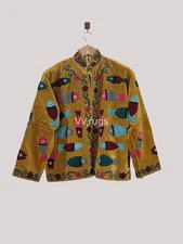 Coat Ethnic  Handmade Suzani Jacket Boho Festival Embroidered Jacket Winter Wear
