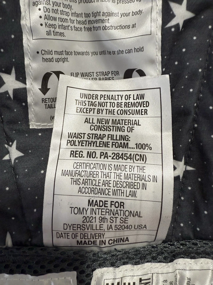 Portabebés JJ Cole Luma Embalable - 4 Posiciones Gris Patrón Estrellas Foto 4 de 4