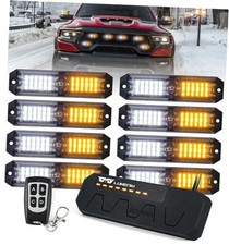 Grille Strobe Lights Kits for Trucks w/Controller, 8PCs High White Amber