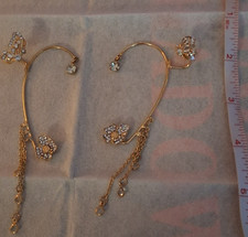 Sparkly pair Rhinestone Butterfly Ear Cuff Earrings-NO Pierce NWOT STUNNING