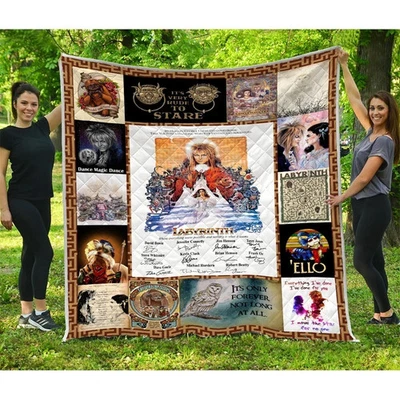 ETH GLOBAL Labyrinth Quilt, Labyrinth Quotes Quilt Blanket Super Soft Comfy Warm Plush