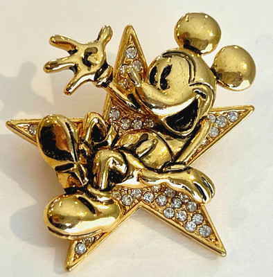 VINTAGE Disney Mickey Mouse Star Pin Brooch Gold Tone MICKEY & CO By NAPIER RARE