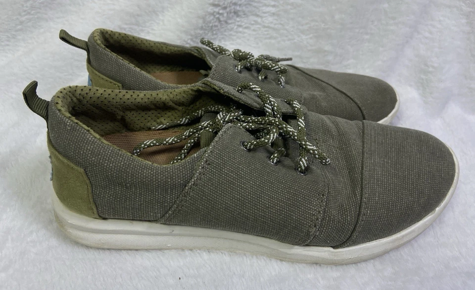 TOMS Del Rey 休闲女式橄榄绿色牛仔斜纹系带鞋美国 7.5 码 — 第 4/4 张图片